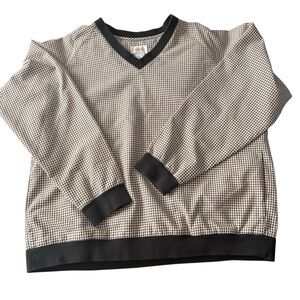 TALBOT’s Golf Wind Pullover V-Neck Top in Cream/Black Size XL